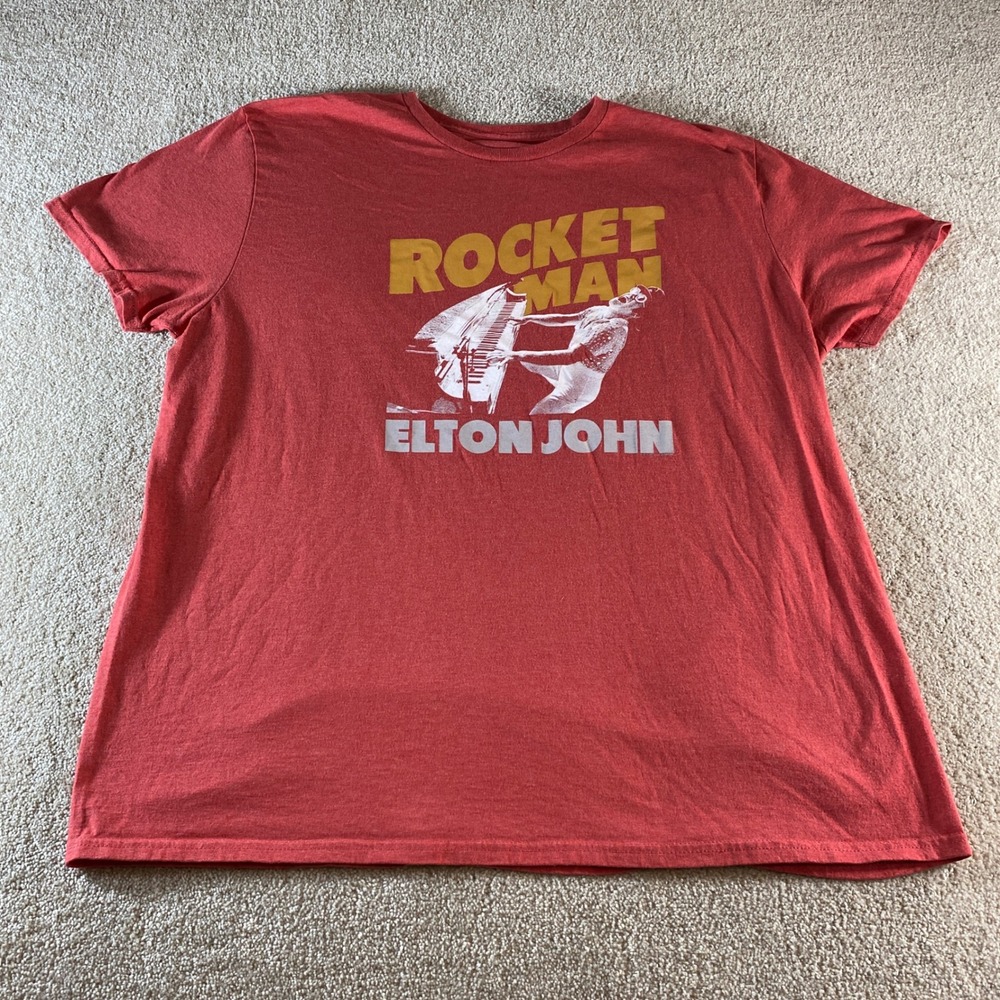 Elton John Rocket Man Shirt Mens 2X Red Graphic Print Music Tee